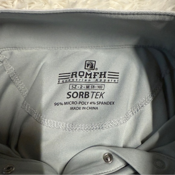 Women’s Medium Grey Romfh Long Sleeve Horseback Riding Show Shirt - Picture 5 of 5